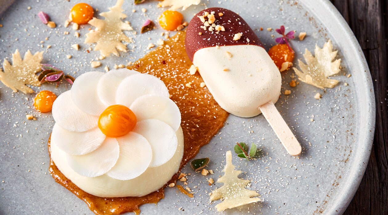 Mini-Pastinaken-Eiscreme mit Panna Cotta Mini-Pastinaken-Eiscreme mit Panna Cotta