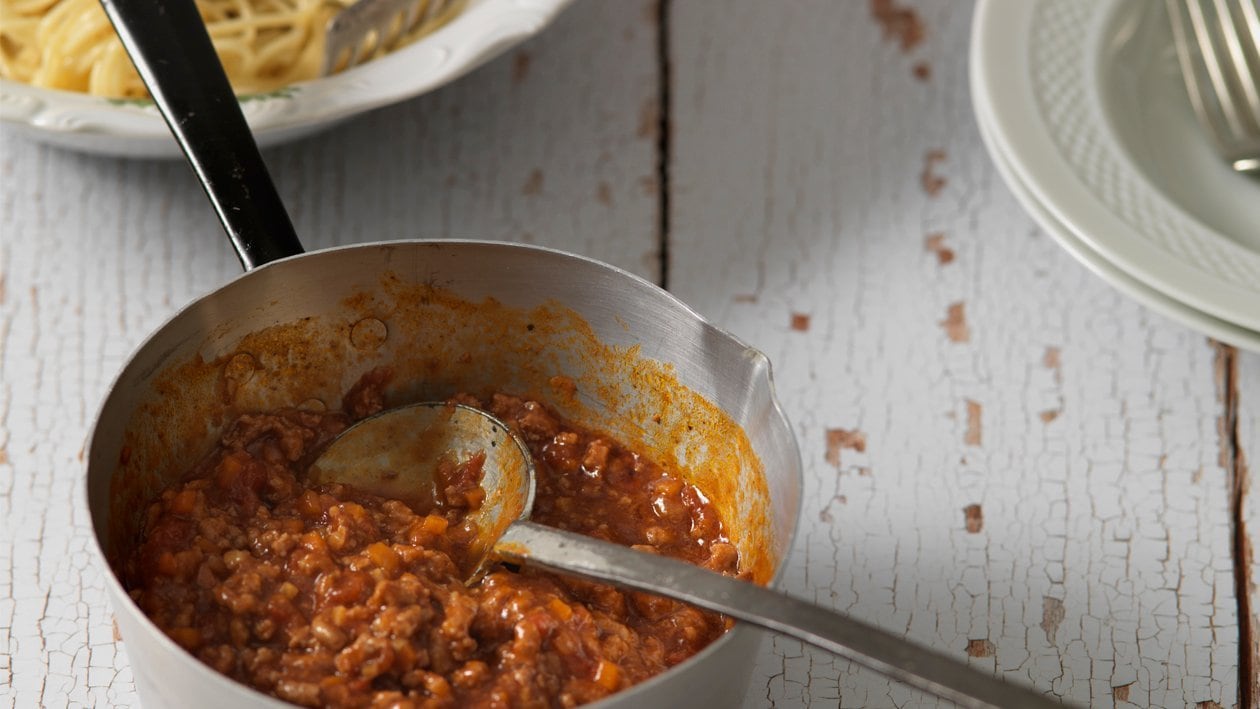 Spaghetti à la bolognaise végétalienne –  
