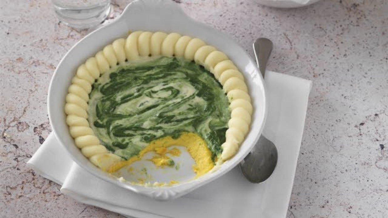 Oeufs aux épinards en cocote et sa pomme purée (Mets en purée)