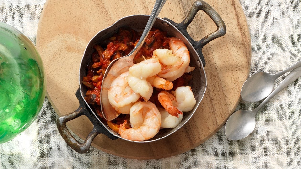 Riesencrevetten mit Tomaten-Oliven-Sauce Riesencrevetten mit Tomaten-Oliven-Sauce