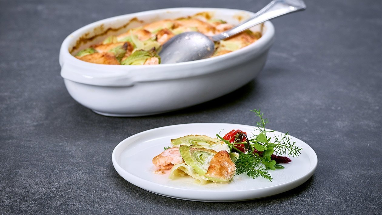 Gratin de saumon aux poireaux