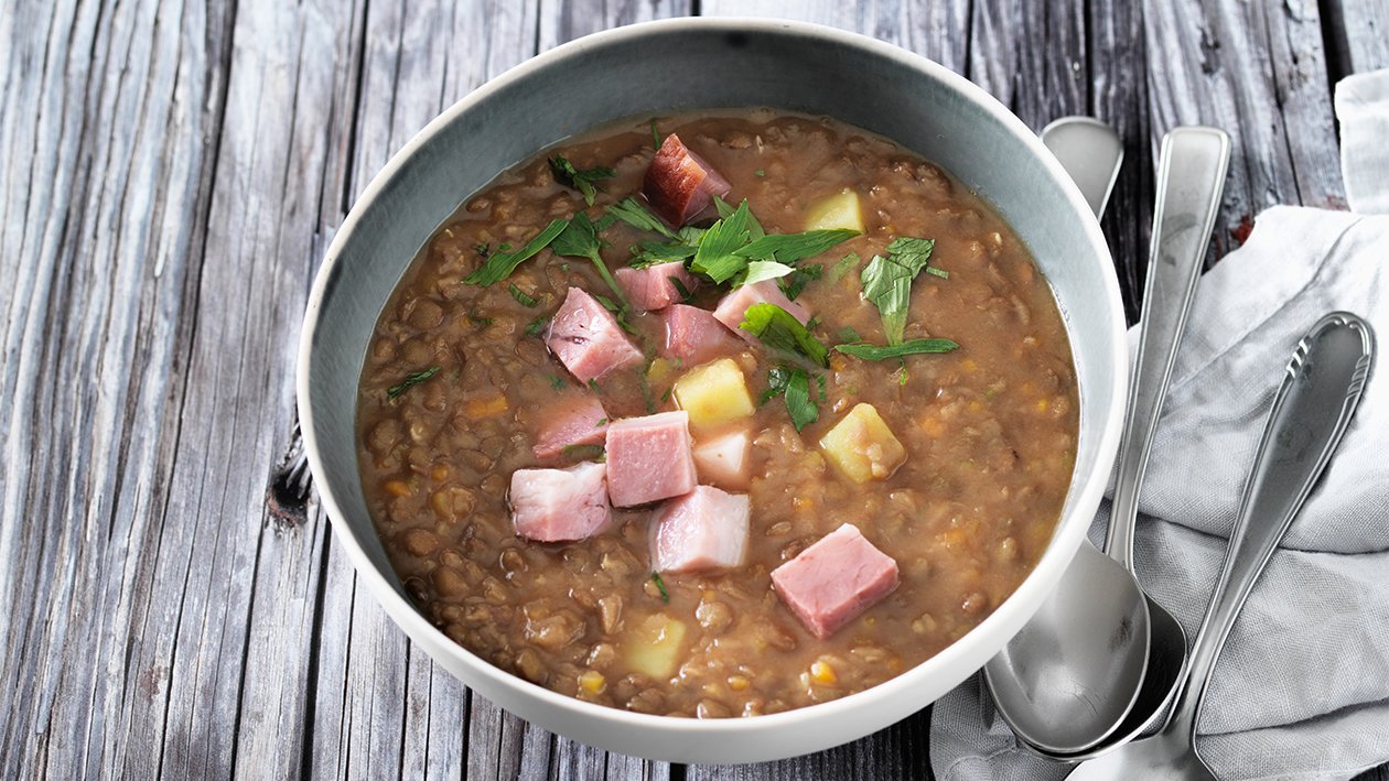 Soupe aux lentilles (préparé dans le steamer) –  