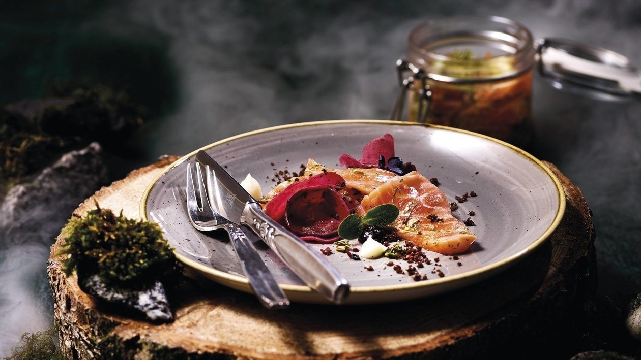 Silberlachs, Fenchel, Dill, Zitrone Randen Silberlachs, Fenchel, Dill, Zitrone Randen