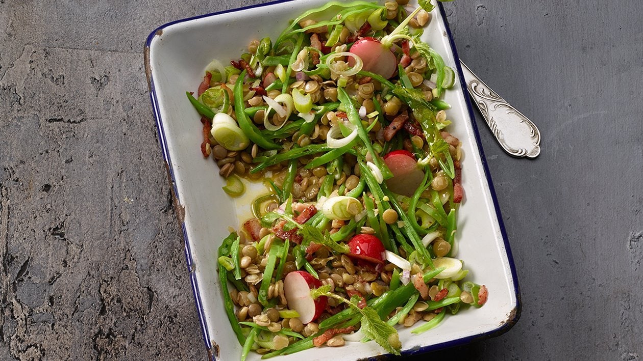 Salade de lentilles aux radis et lardons croustillants Salade de lentilles aux radis et lardons croustillants