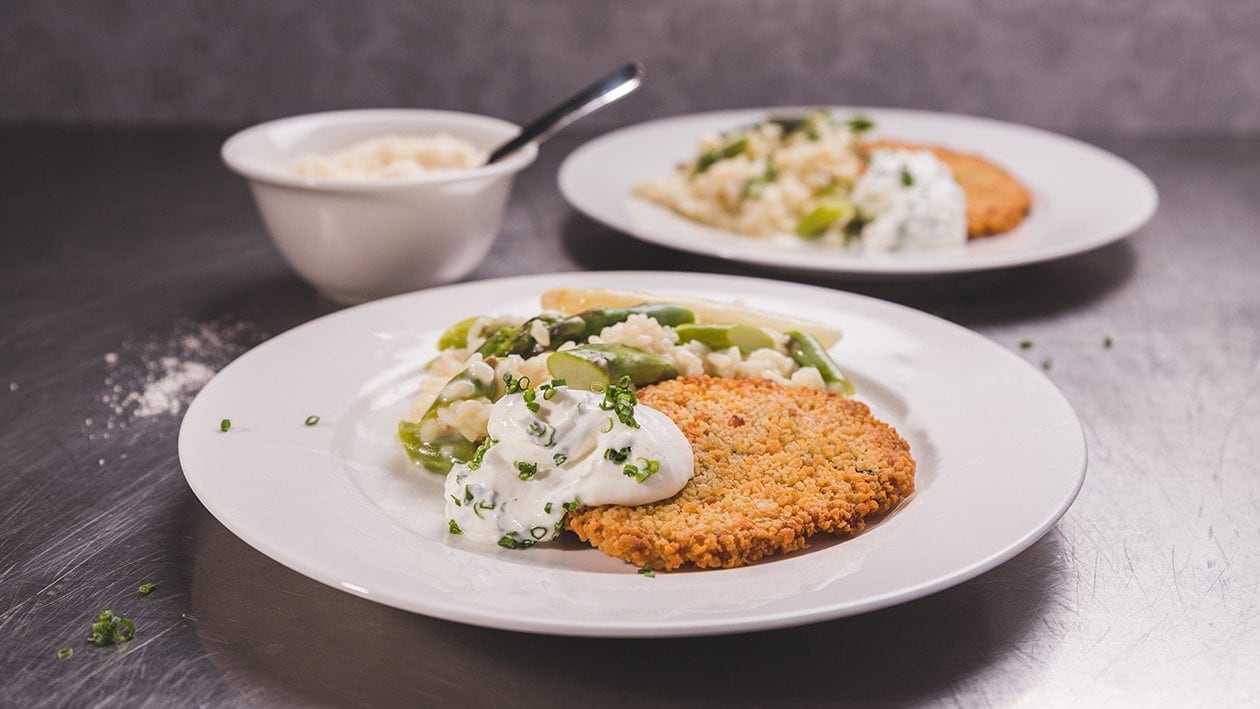 Gemüseschnitzel mit Risotto für Grossmengen