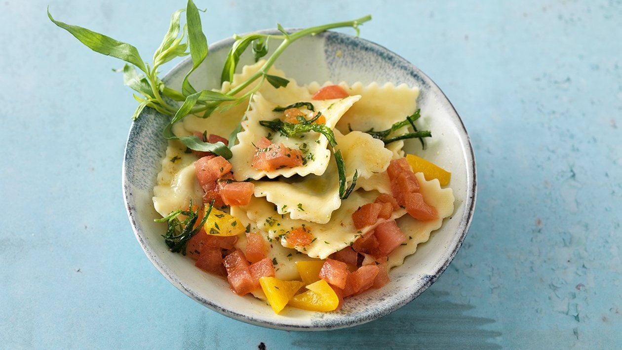 Ravioli mit Sbrinz-Kartoffelfüllung und Estragon Ravioli mit Sbrinz-Kartoffelfüllung und Estragon