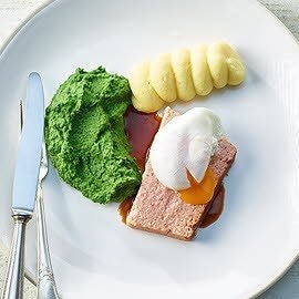 Fromage d'Italie et oeuf poché, en purée