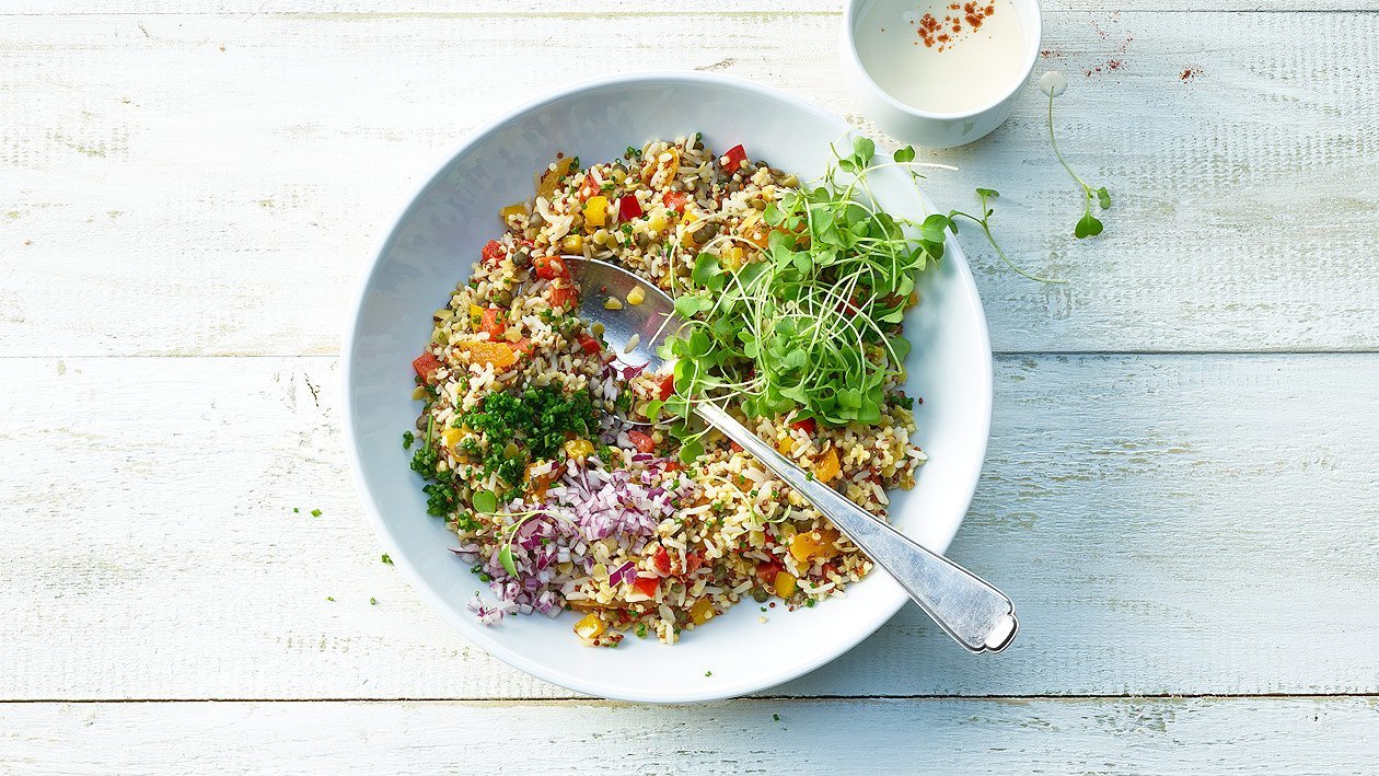 Salade de lentilles, quinoa et riz sauvage