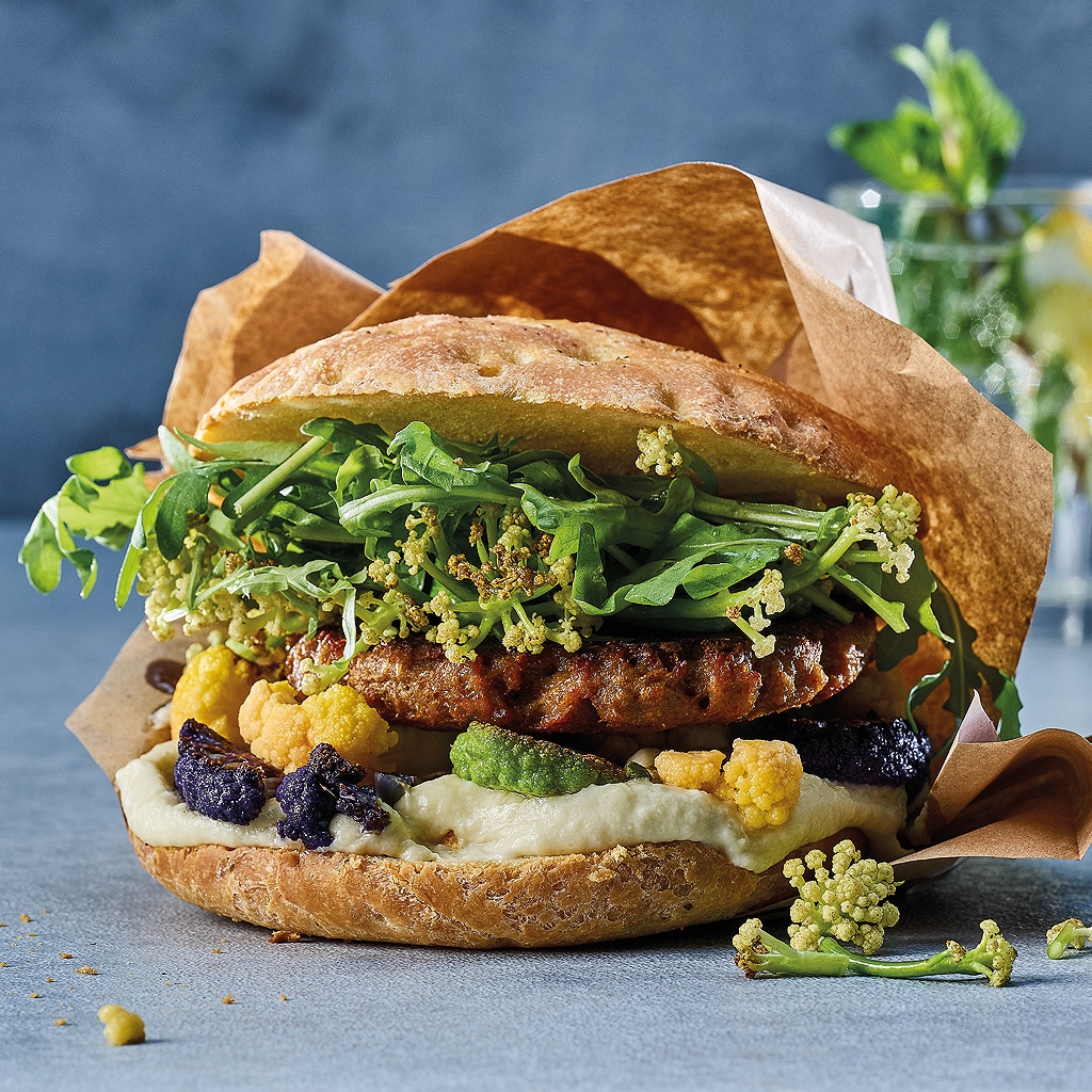 Blumenkohl Burger mit Rucola