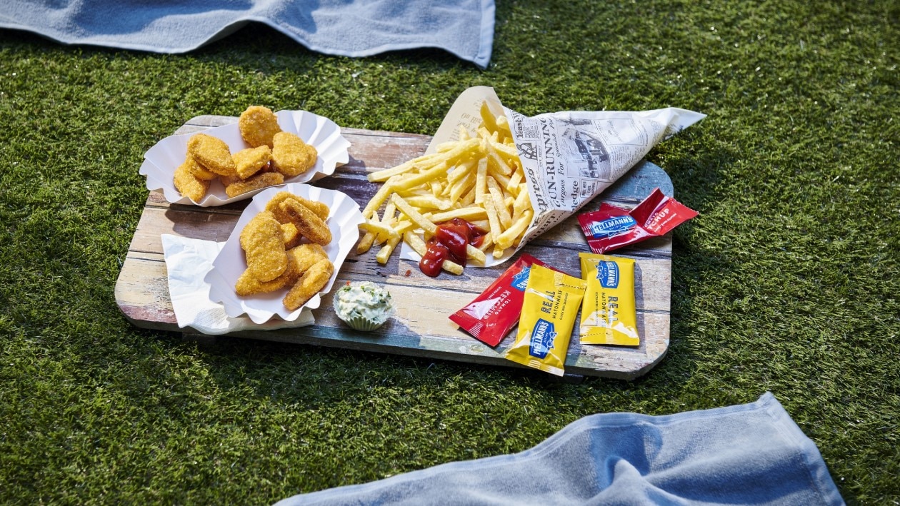 Vegane Nuggets mit Pommes