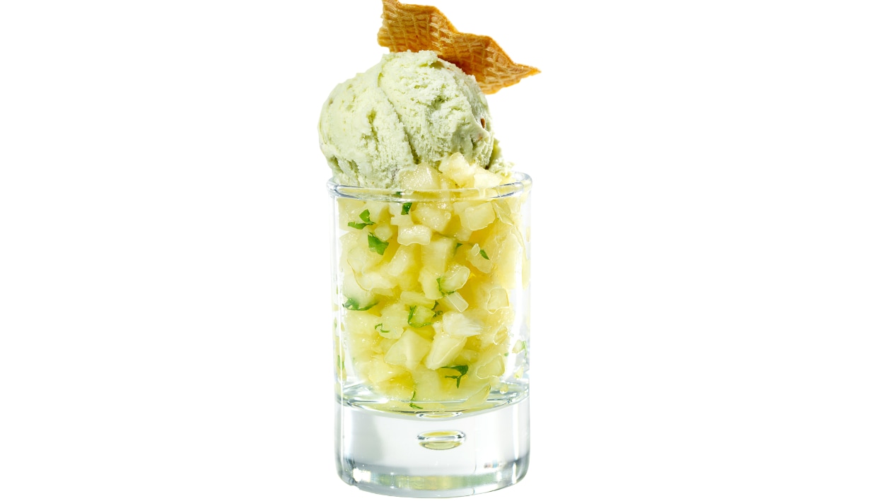 Ananas-Basilikum mit Carte D’Or Pistazie Ananas-Basilikum mit Carte D’Or Pistazie