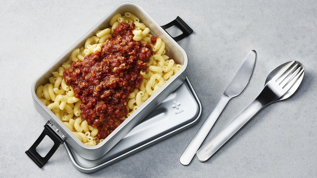 Viande hachée sur cornettes et purée de pommes à emporter Viande hachée sur cornettes et purée de pommes à emporter