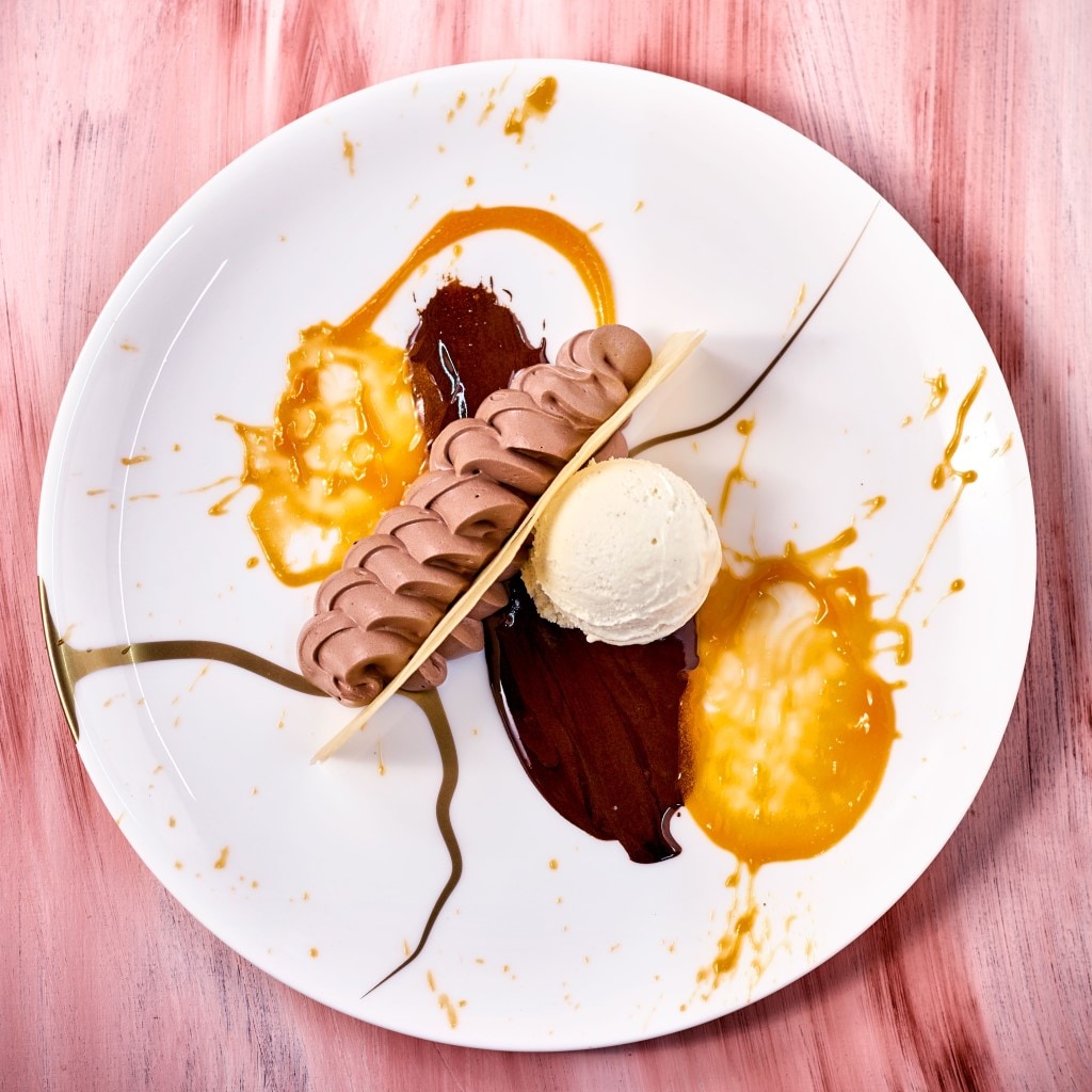 Mousse d'espresso à la crème de citron, romarin et glace vanille