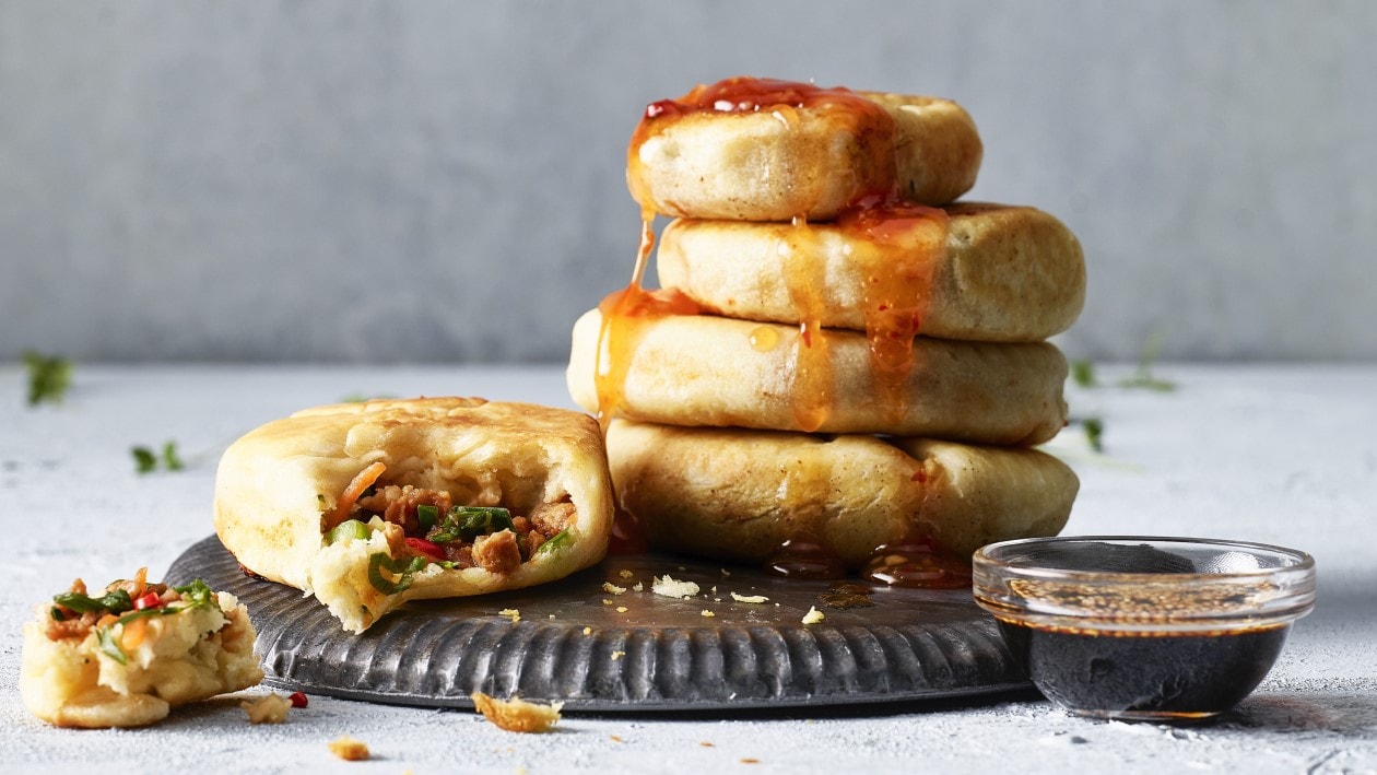 Hotteok, koreanische Brottaschen mit No Mince Hotteok, koreanische Brottaschen mit No Mince