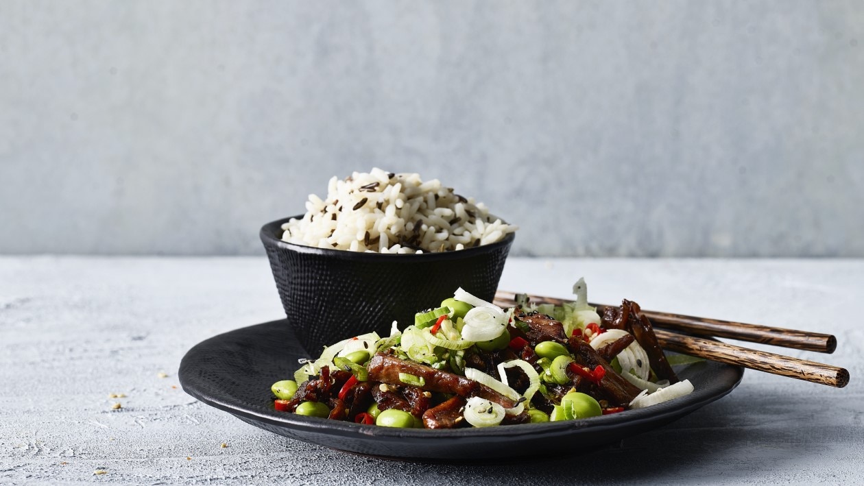 Vegane Chunks Asia-Style mit Wildreis