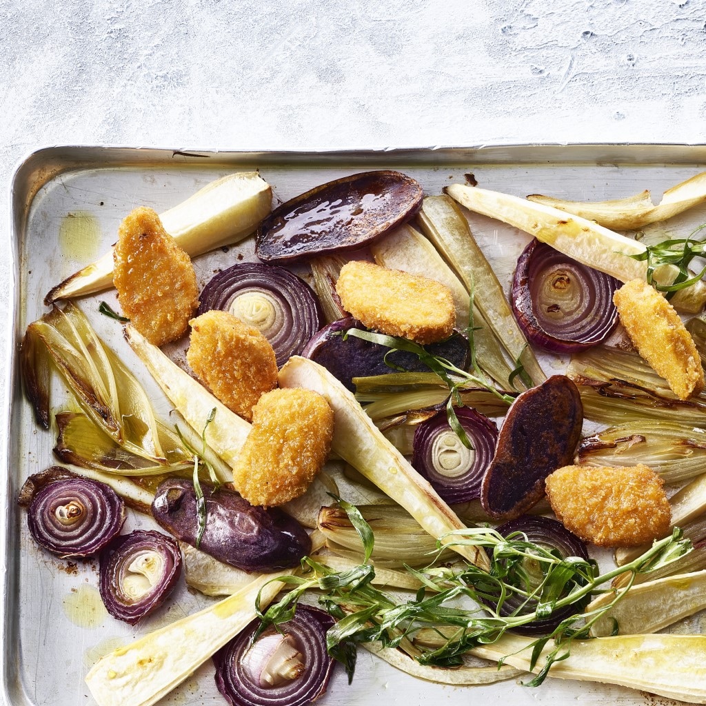 Nuggets véganes au panais et pommes de terre bleues