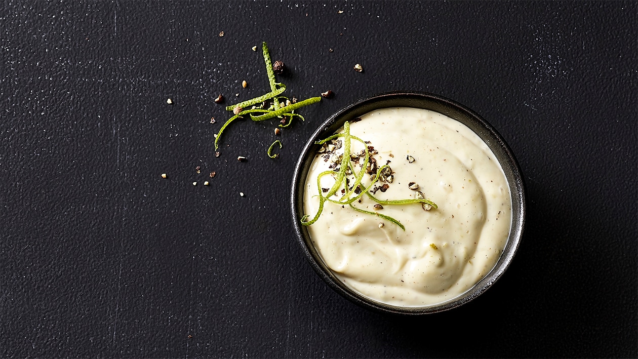 Mayonnaise au poivre et citron vert, végane