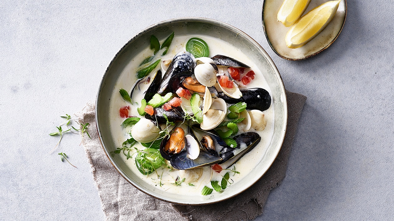 Pot-au-feu de moules crémeux