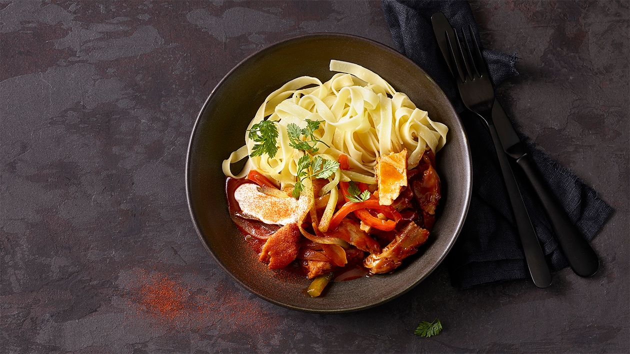 Stroganoff végane et tagliatelles –  