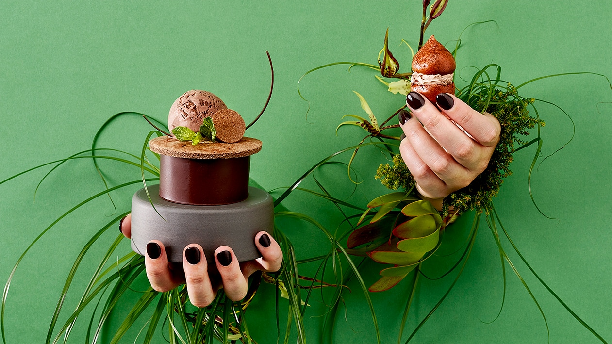 Petite tourte au chocolat et glace végane au chocolat