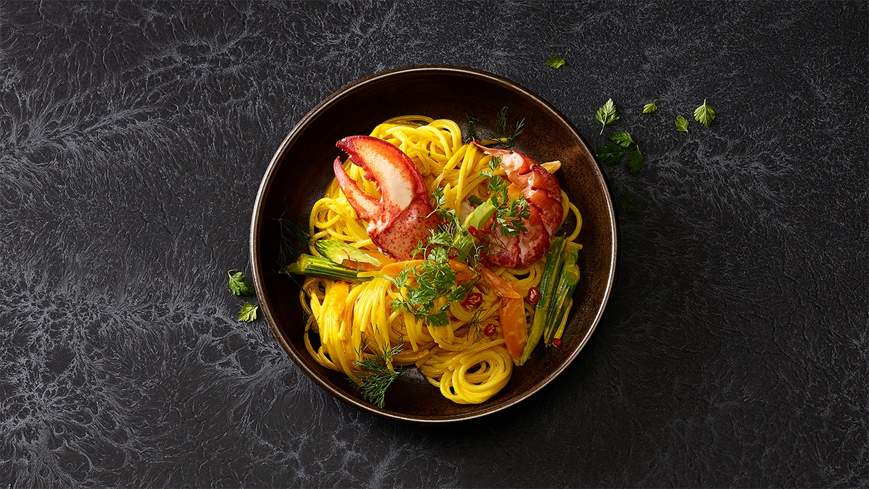 Spaghetti mit Hummer und Safran