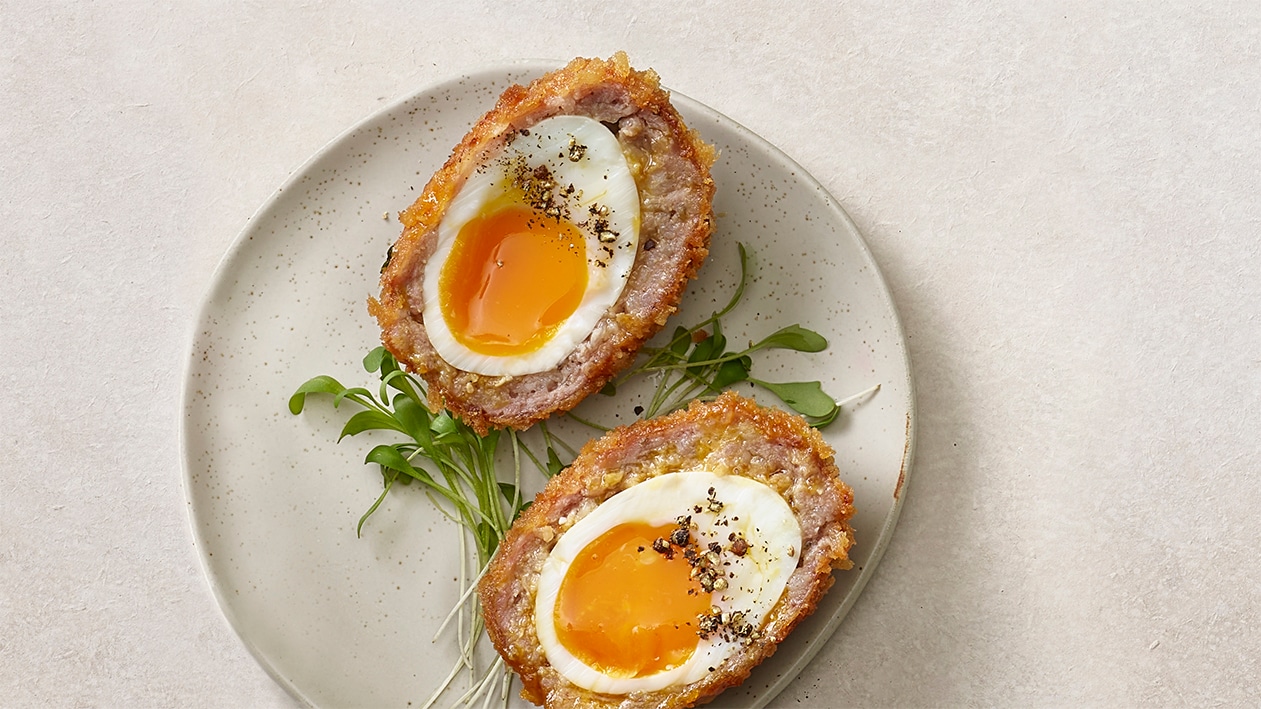 Knusprig frittierte Eier mit Kresse –  