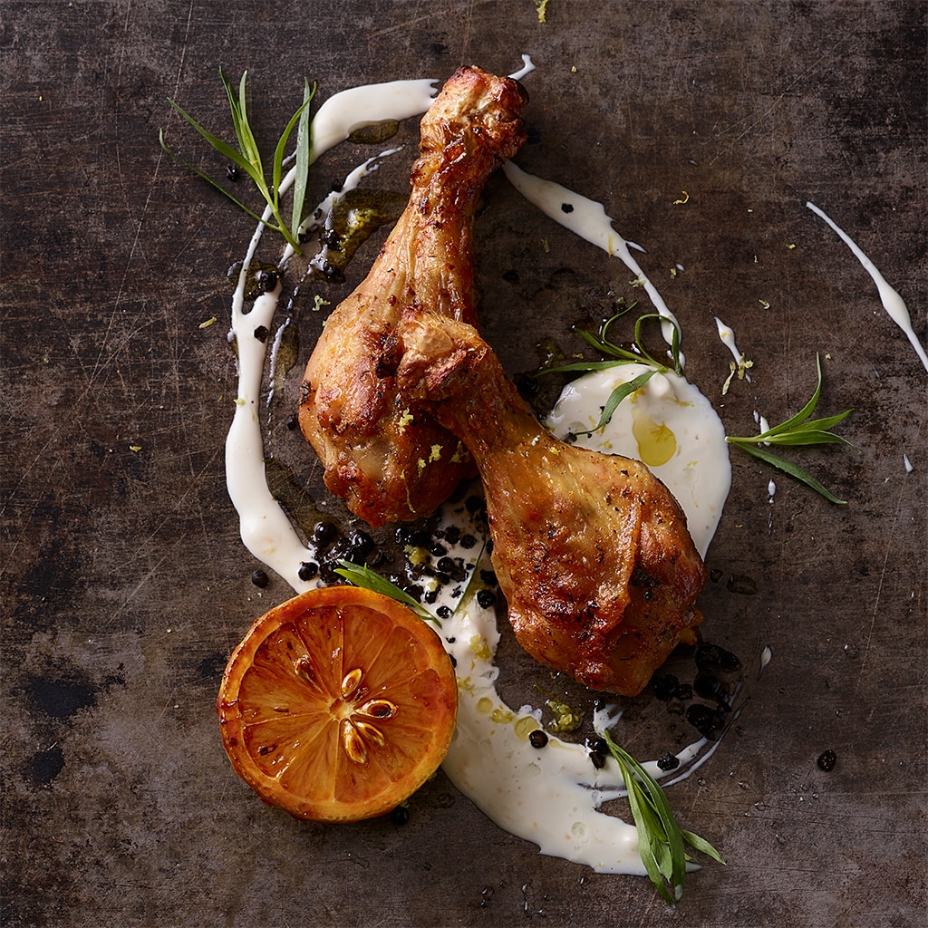 Poulet-Drumsticks mit Bier-Zitronen-Kaltsauce