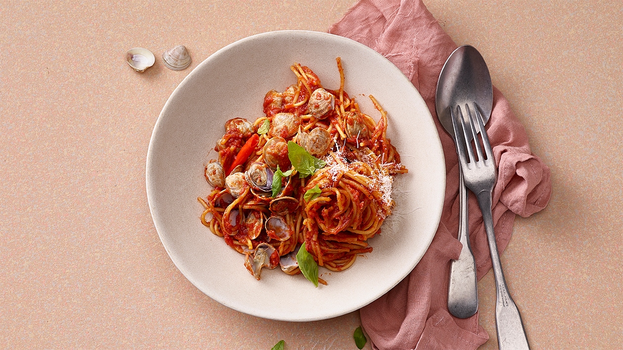 Tomaten-Spaghetti mit Vongole