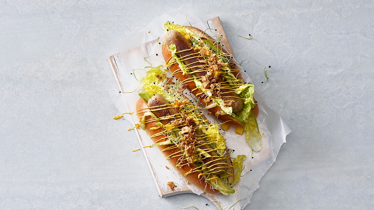 Hot dog aux oignons croustillants Hot dog aux oignons croustillants