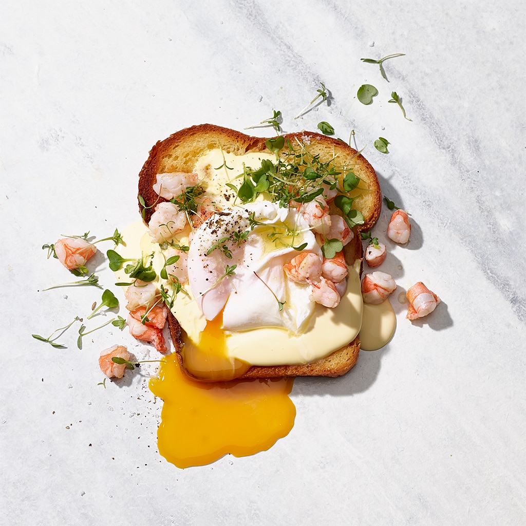 Egg Benedict mit swiss Shrimps