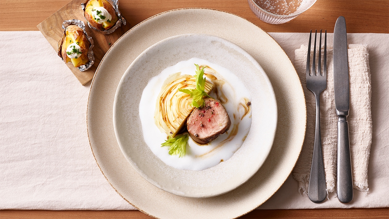 Filet vom Alpensäuli mit Trüffelschaum und Albula-Kartoffel –  