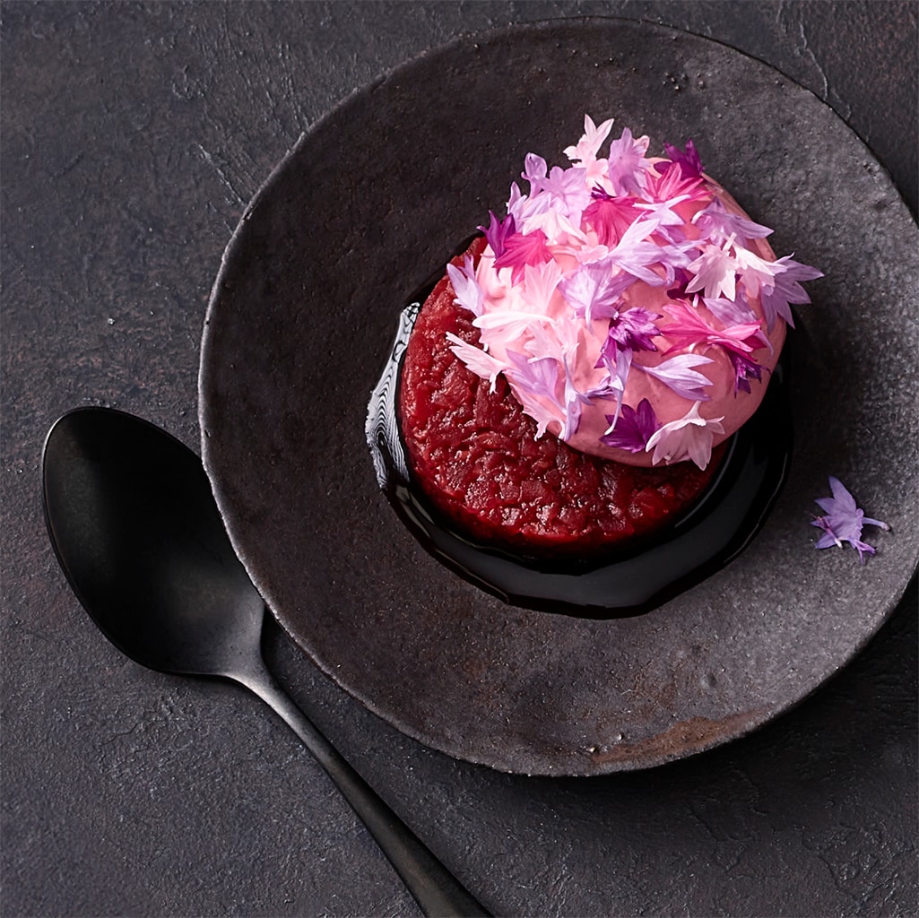 Randentatar mit Brombeer-Espuma