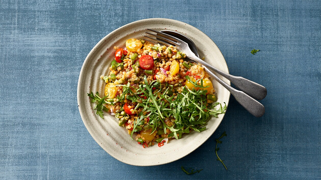 Salade de lentilles à la vinaigrette aux échalotes