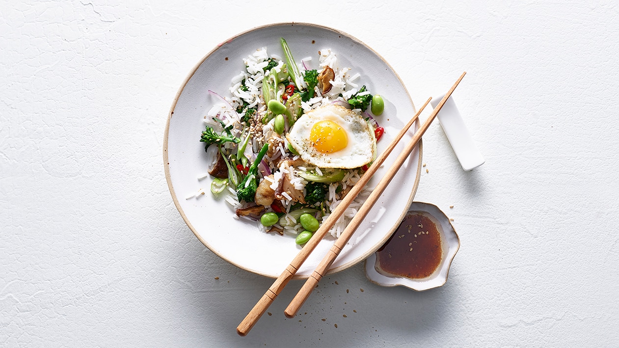 Reisbowl mit Sesam-Soja-Vinaigrette –  
