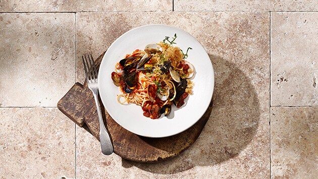 Spaghetti Frutti die mare et salsa di Pomodoro –  