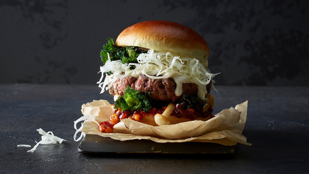 Burger de gibier aux germes et mayonnaise à l'ail confit –  