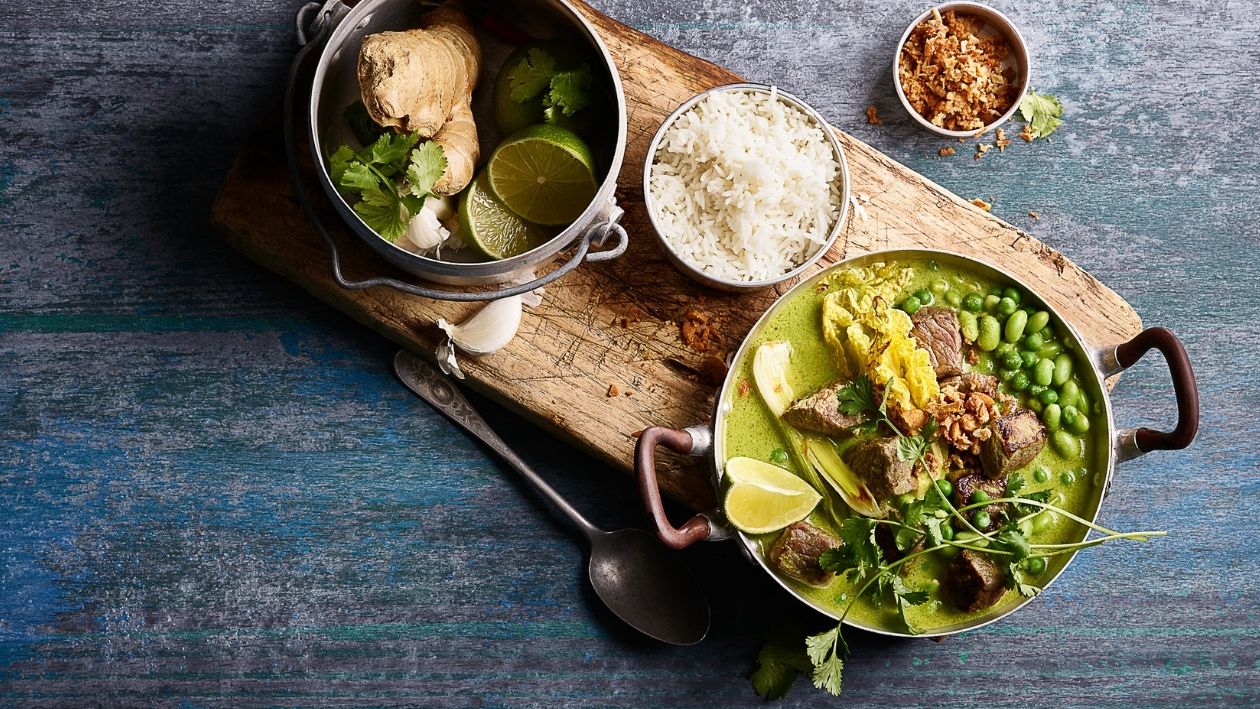 Grünes Thai-Curry vom Rind mit Basmati-Reis –  