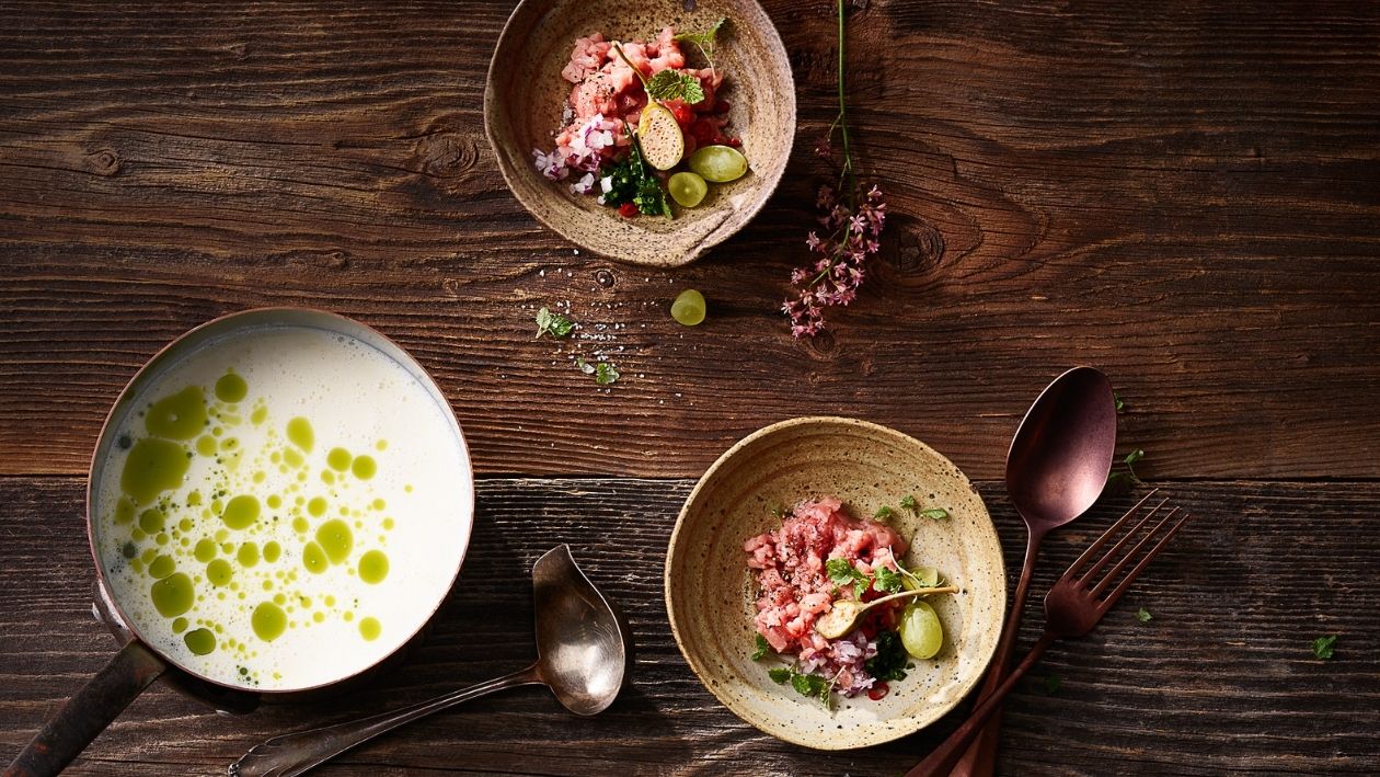 Soupe au Riesling de  Schaffhouse accompagnée de tartare de veau –  