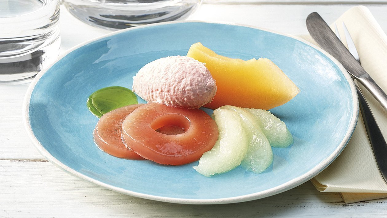 Mousse au jambon et melon sous forme de purée Mousse au jambon et melon sous forme de purée