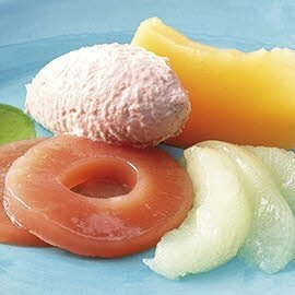 Schinken-Mousse mit Melonen in pürierter Form