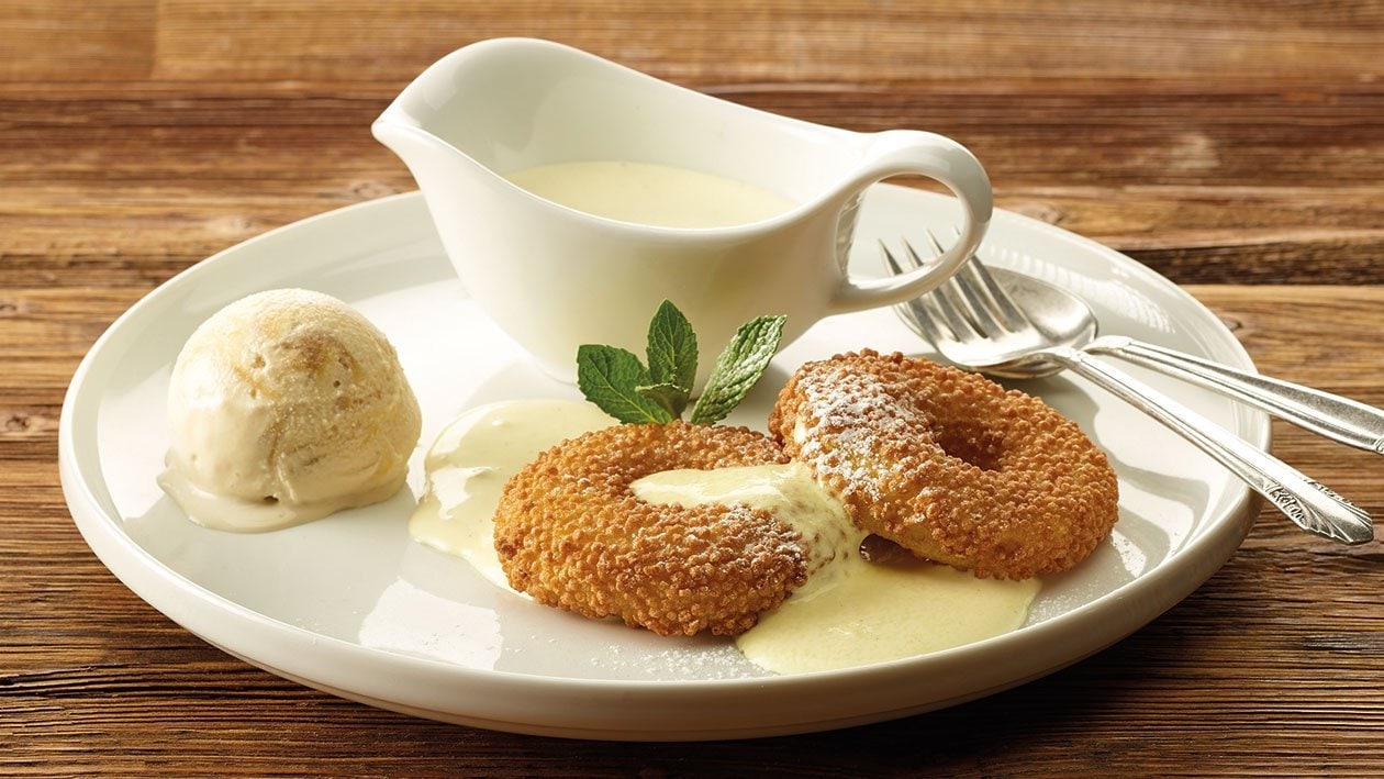 Beignets de pommes croustillants et sauce vanille Beignets de pommes croustillants et sauce vanille