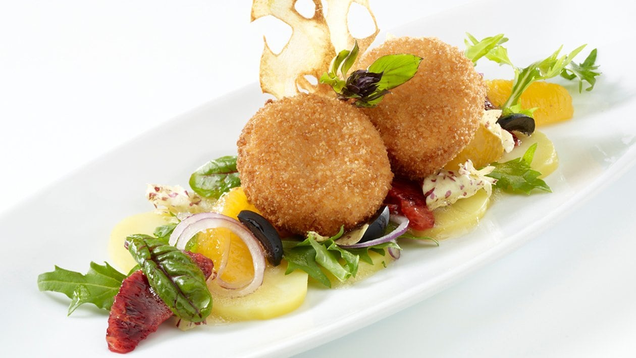 Salade printanière au fromage de chèvre frit –  