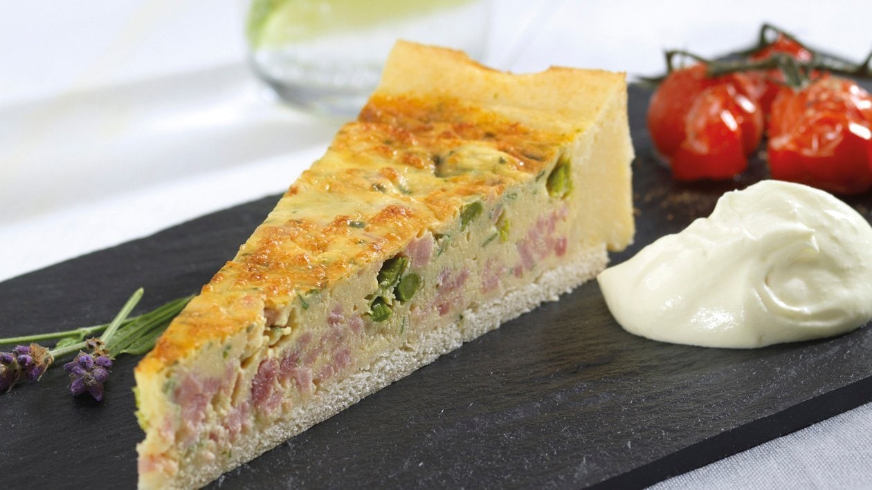 Spargel-Schinken-Quiche mit Hollandaise-Schaum