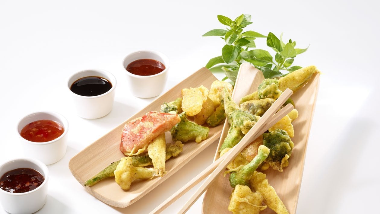 Gemüse Tempura mit Asia Würzsaucen