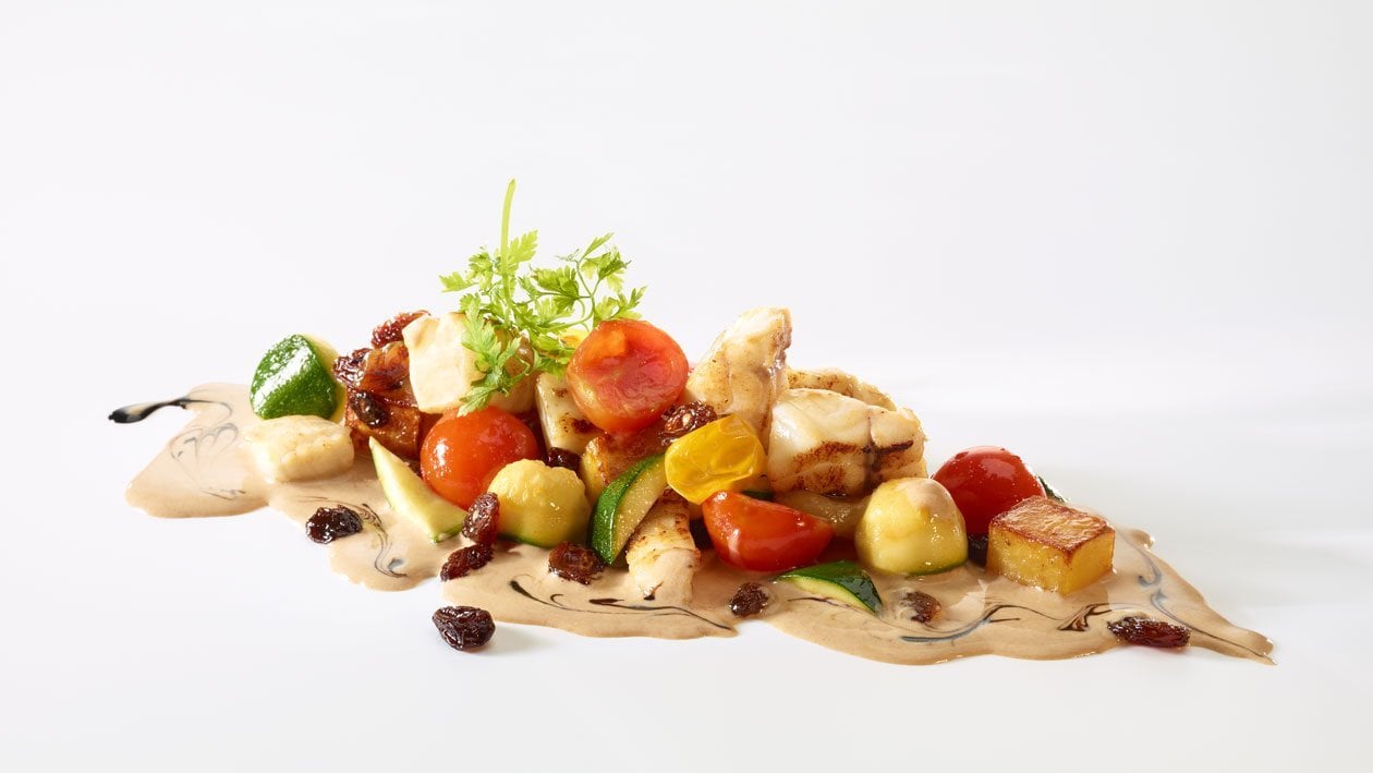Ragoût de sandre aux raisins secs