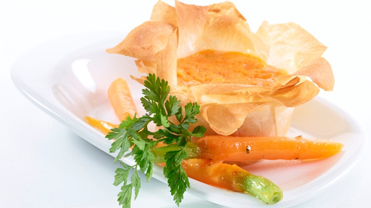 Corbeilles en feuilles de bricks farcies aux carottes Corbeilles en feuilles de bricks farcies aux carottes