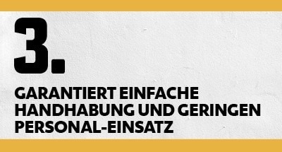 Garantiert einfache Handhabung und geringer Personal-Einsatz Garantiert einfache Handhabung und geringer Personal-Einsatz