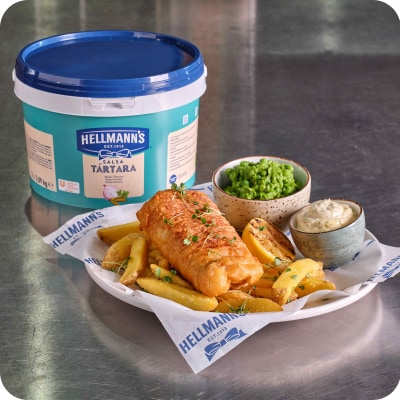 fish und chips mit tartar sauce