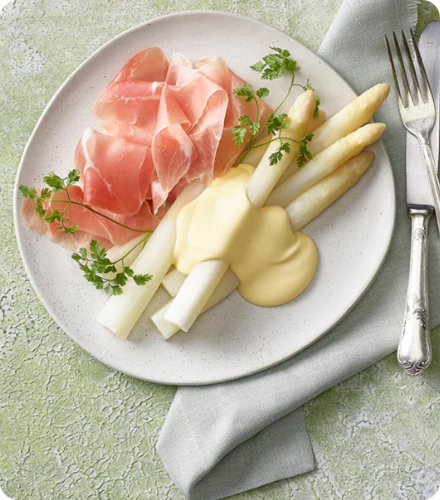 Rezept: Spargel mit Hollandaise und Walliser-Rohschinken