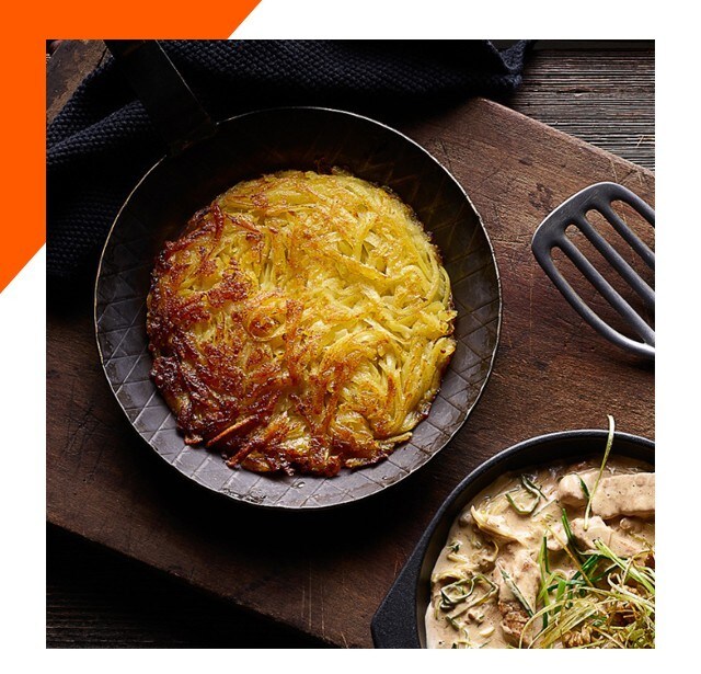 Emincé à la crème avec rösti